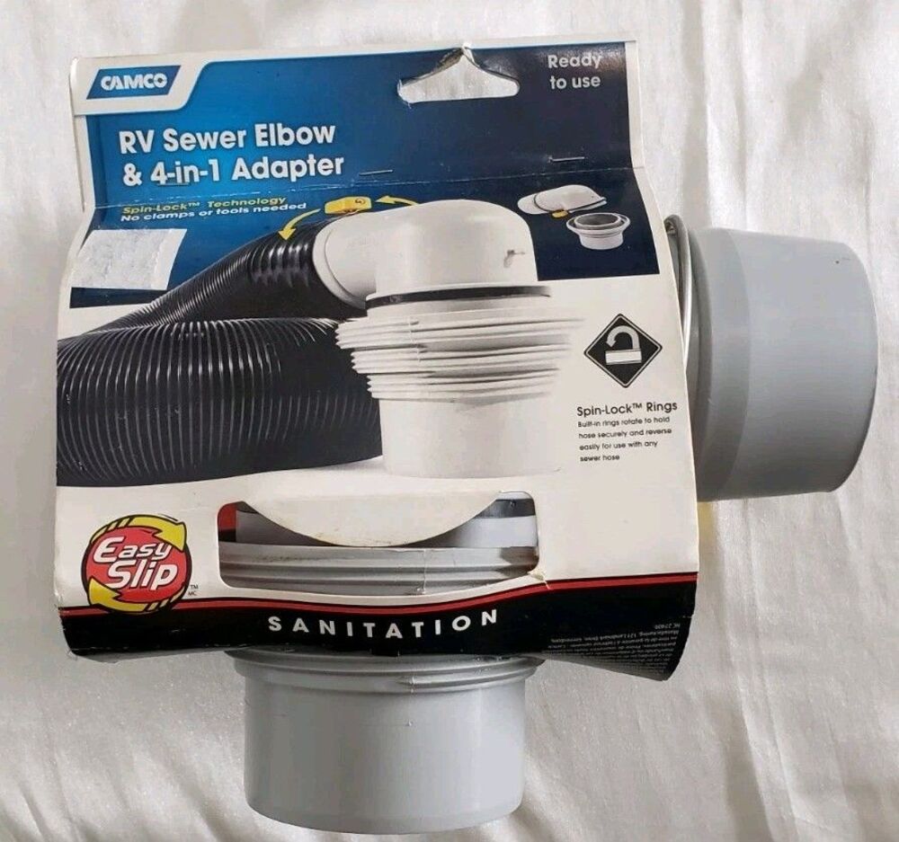 Easy Slip Elbow Fitting and 4-in-1 Adapter for RV Sewer Hose Brand New & Sealed